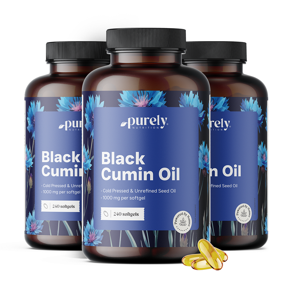 3x Huile de cumin noir 1000 mg, ensemble 720 gélules molles