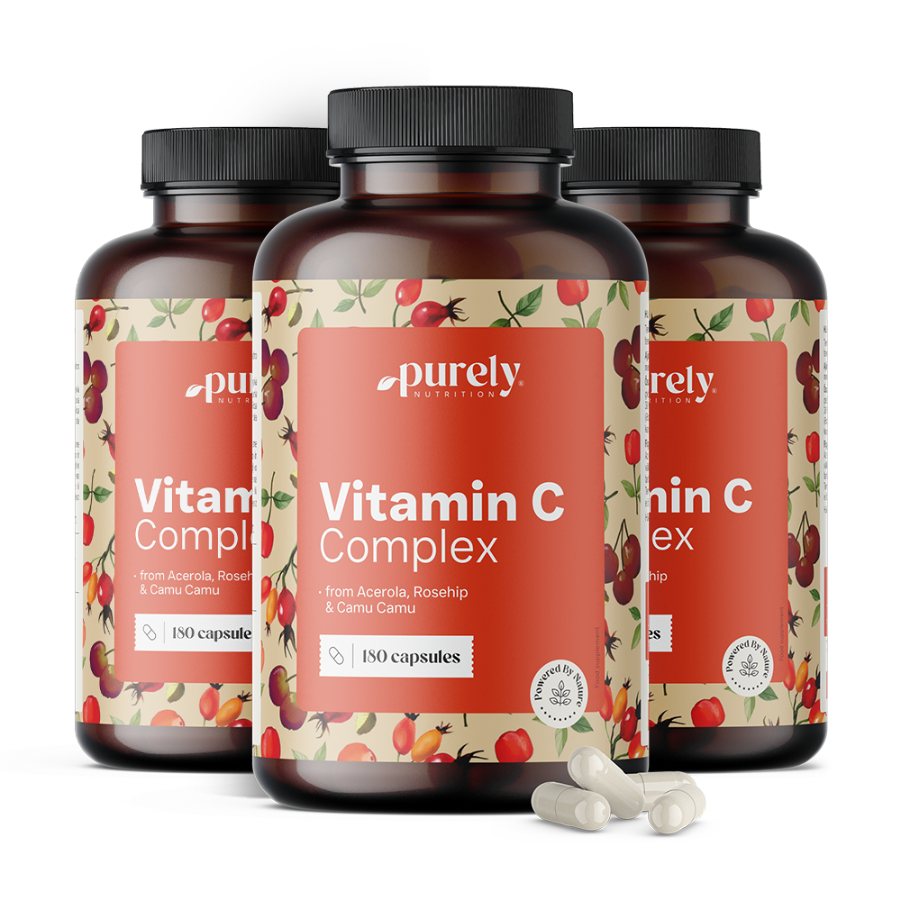 3x Vitamine C Complexe – à base d’acérola, cynorrhodon et camu camu, ensemble 540 gélules