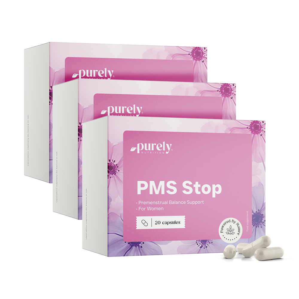 3x PMS Stop – ondersteuning in de dagen vóór de menstruatie, totaal 60 capsules